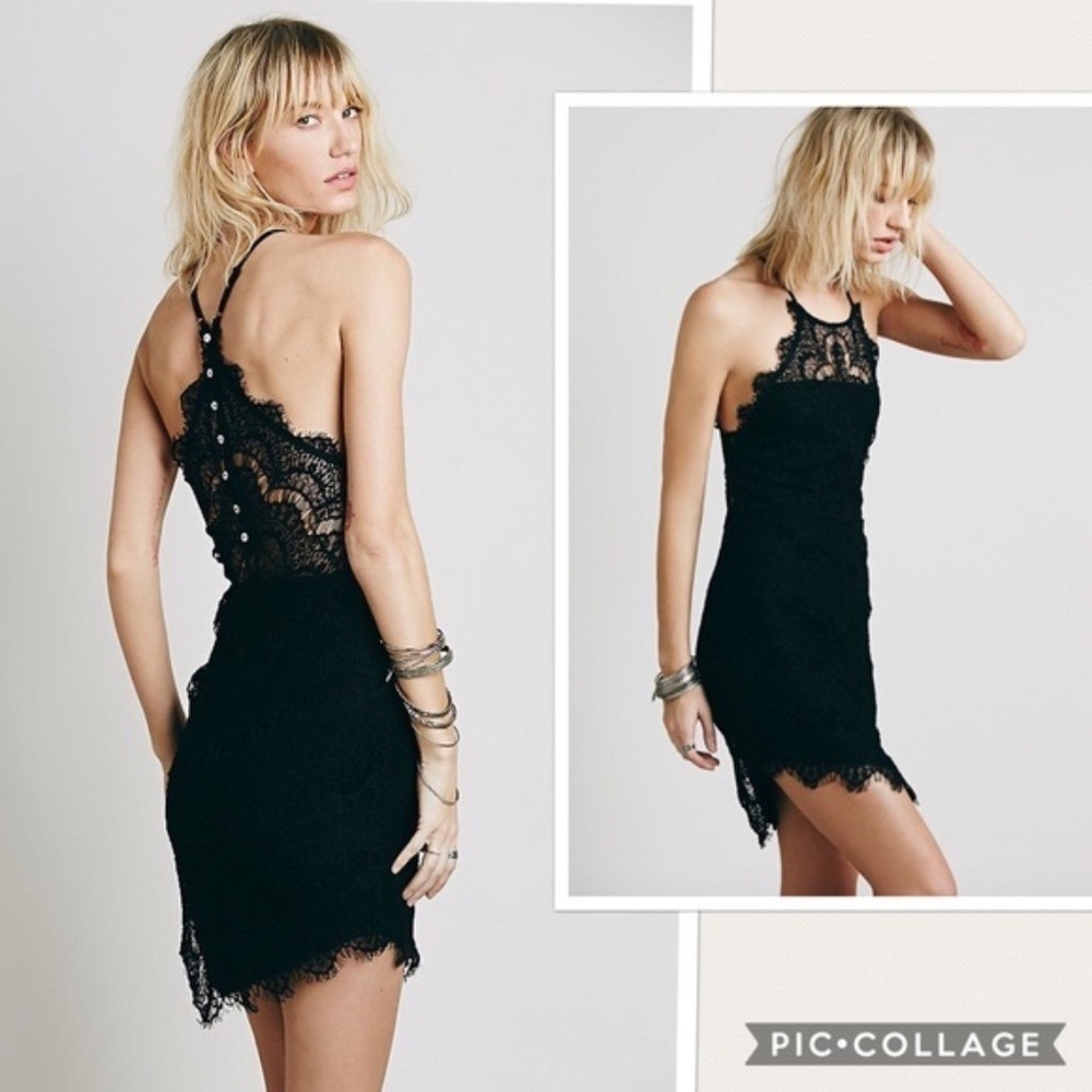 NWT Free People She s Got It Lace Black Dress